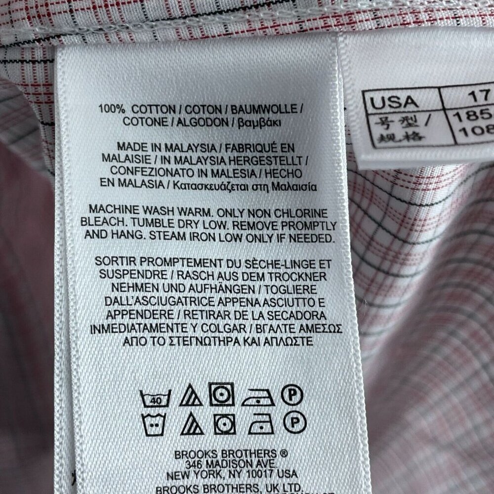 Brooks Brothers Mens Non-Iron 17-2/3 100% Cotton Long-Sleeve Button-Up 1859 - Picture 3 of 8